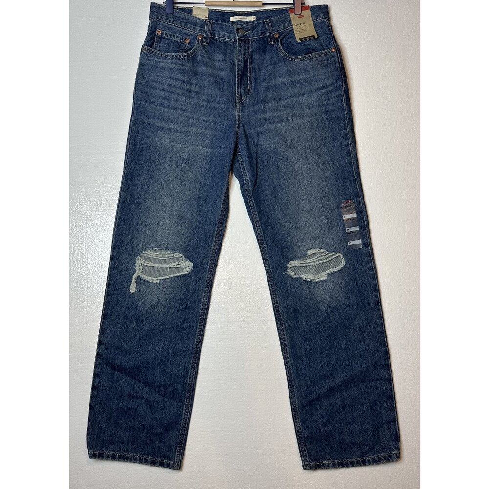 Levi's Low Pro Straight Women's Jeans Mid Rise Denim Size 31 X 31 Distressed